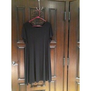 Loft Maternity Dress Black Soft Knit Rayon Spandex Size L LM Short Tulip Sleeve